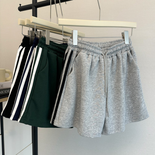 夏季2025新款運動休閒短褲女韓版松緊高腰居家外穿濶腿沙灘熱褲潮