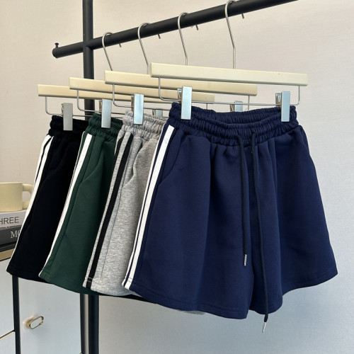 夏季2025新款運動休閒短褲女韓版松緊高腰居家外穿濶腿沙灘熱褲潮