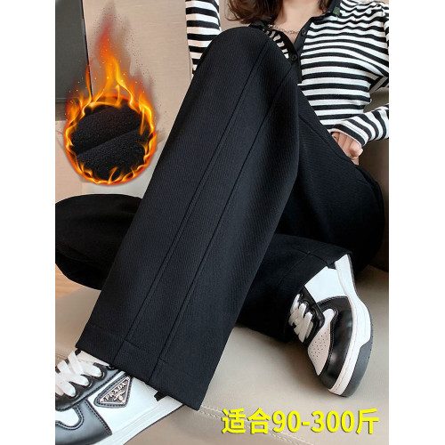 300斤特大碼加絨濶腿運動褲女秋冬胖MM高腰寬鬆顯瘦休閒香蕉褲200