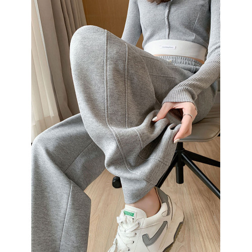 300斤特大碼加絨濶腿運動褲女秋冬胖MM高腰寬鬆顯瘦休閒香蕉褲200