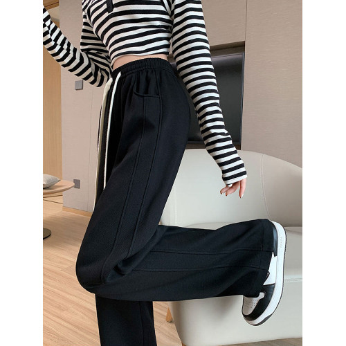 300斤特大碼加絨濶腿運動褲女秋冬胖MM高腰寬鬆顯瘦休閒香蕉褲200