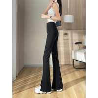 冰絲喇叭褲女夏季薄款2026爆款垂感高腰大碼顯瘦開叉加長微喇褲子