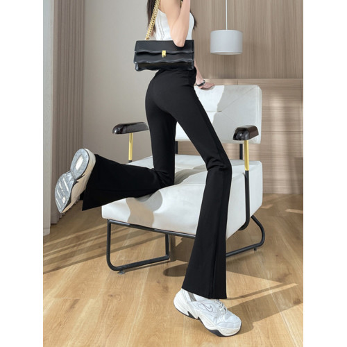 冰絲喇叭褲女夏季薄款2025爆款垂感高腰大碼顯瘦開叉加長微喇褲子