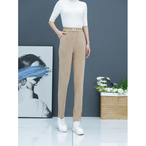 2025秋冬新款小個子高腰褲女顯瘦小腳褲休閒褲加絨褲百搭哈倫衛褲