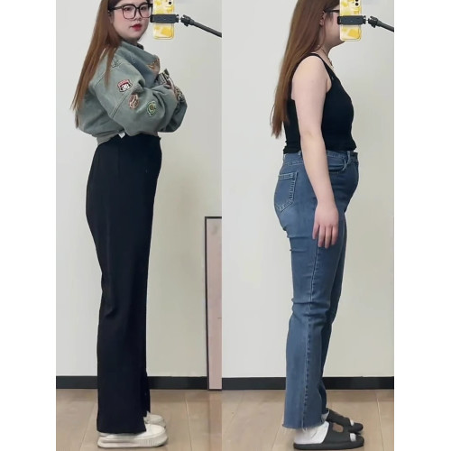 垂感開叉西裝濶腿褲女200斤大碼微胖mm顯瘦休閒褲梨形身材遮胯褲