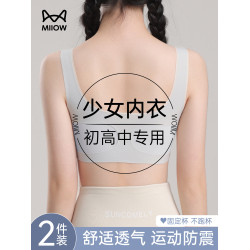 貓人少女內衣學生初高中生發育期青春期跑步運動防震背心女孩文胸