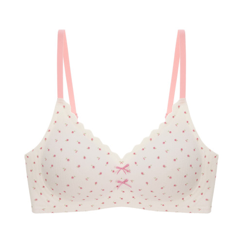 甜美小蝴蝶結無痕少女碎花內衣女小胸聚攏防下垂學生美背運動文胸