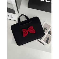 原創時尚潮牌學院風蝴蝶結新款手提筆記型電腦包ipad平板防摔收納包防水防震公文包15寸14寸通勤學生手提包