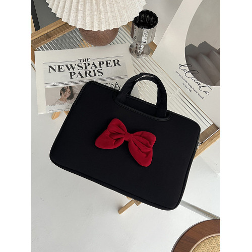 原創時尚潮牌學院風蝴蝶結新款手提筆記型電腦包ipad平板防摔收納包防水防震公文包15寸14寸通勤學生手提包