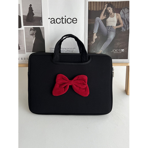 原創時尚潮牌學院風蝴蝶結新款手提筆記型電腦包ipad平板防摔收納包防水防震公文包15寸14寸通勤學生手提包