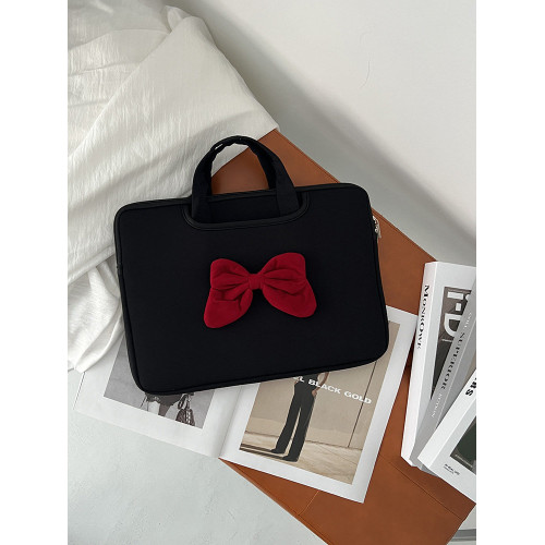 原創時尚潮牌學院風蝴蝶結新款手提筆記型電腦包ipad平板防摔收納包防水防震公文包15寸14寸通勤學生手提包