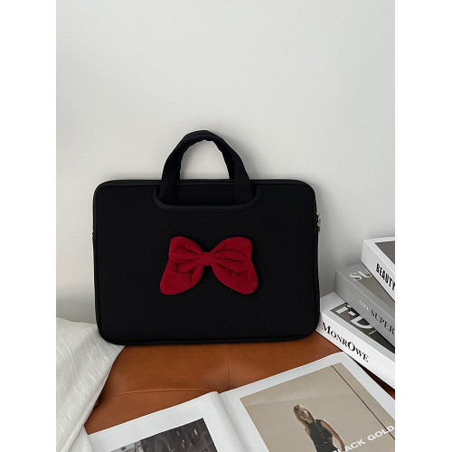 原創時尚潮牌學院風蝴蝶結新款手提筆記型電腦包ipad平板防摔收納包防水防震公文包15寸14寸通勤學生手提包