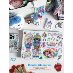 RUKAWAZx鳥鳥一聯名原創冬日廻憶動漫日系適用蘋果電腦筆電MacbookproM3/air 13/16/14寸滿天星亮面