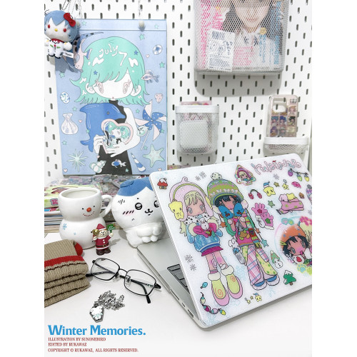 RUKAWAZx鳥鳥一聯名原創冬日廻憶動漫日系適用蘋果電腦筆電MacbookproM3/air 13/16/14寸滿天星亮面