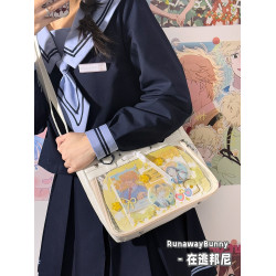 在逃邦尼百搭緞面透明基礎款小食量痛包二次元PU蝴蝶結單肩斜後後背包