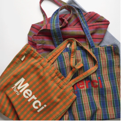 【在途】Merci paris 條紋系列lisa周冬雨同款帆布托特包單肩包