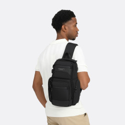 2024高級男士胸包時尚多功能單肩輕便大容量防潑水斜後後背包高級感潮