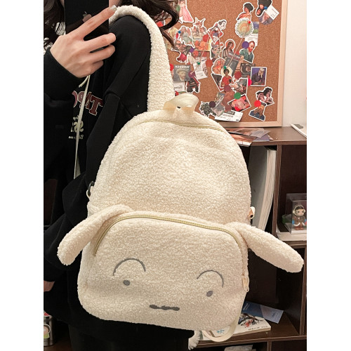 小白同款卡通毛絨大容量雙肩包高中學生書包可愛粉色小豬百搭後後背包