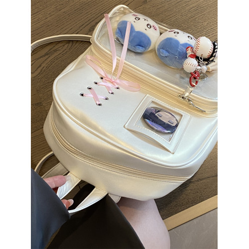 錢一波痛包|絲帶雙肩包後後背包15cm娃包三寸小卡透明層書包學生上課 錢一波痛包|絲帶雙肩包後後背包15cm娃包三寸小卡透明層書包學生上課