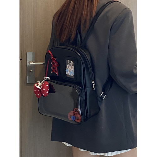 錢一波痛包|絲帶雙肩包後後背包15cm娃包三寸小卡透明層書包學生上課 錢一波痛包|絲帶雙肩包後後背包15cm娃包三寸小卡透明層書包學生上課