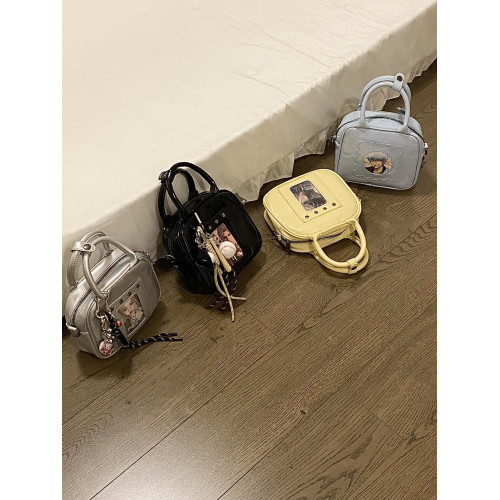 錢一波痛包｜啞光皮質放穀子吧唧小卡小方包二次元追星手提斜後後背包