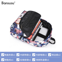 Bansusu.ins大容量印花雙肩包女韓版潮休閒後後背包中學生書包旅行包