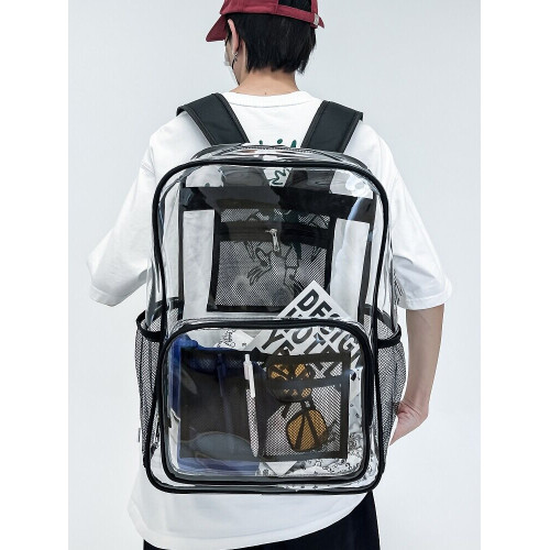 pvc透明雙肩包男女同款大容量痛包中考後後背包高中生初中生書包男款