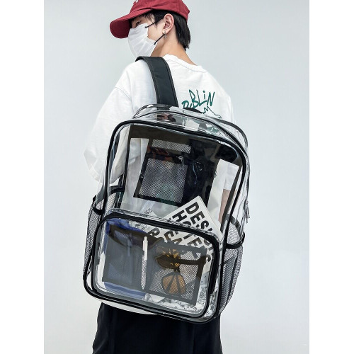 pvc透明雙肩包男女同款大容量痛包中考後後背包高中生初中生書包男款