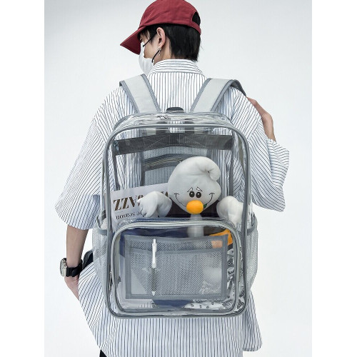 pvc透明雙肩包男女同款大容量痛包中考後後背包高中生初中生書包男款