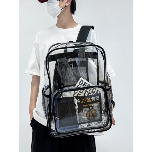 pvc透明雙肩包男女同款大容量痛包中考後後背包高中生初中生書包男款