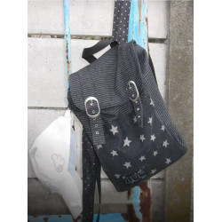 hugyourskin韓國小衆女包25春Y2K波點條紋星星牛仔雙肩包書包後後背包