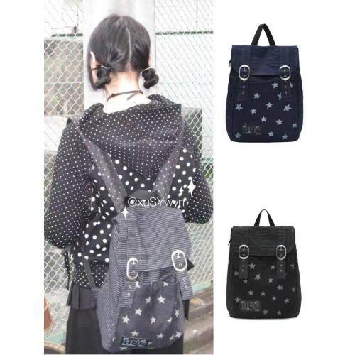 hugyourskin韓國小衆女包25春Y2K波點條紋星星牛仔雙肩包書包後後背包