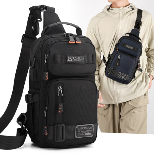2025新款男士戶外胸包簡約百搭單肩斜後後背包多功能潮牌大容量單肩包