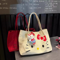HelloKitty單肩帆布包女大容量2026新款通勤托特包學生拎書手提袋