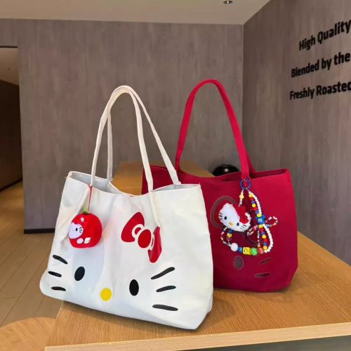 HelloKitty單肩帆布包女大容量2026新款通勤托特包學生拎書手提袋 HelloKitty單肩帆布包女大容量2026新款通勤托特包學生拎書手提袋