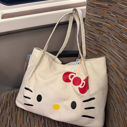 HelloKitty單肩帆布包女大容量2026新款通勤托特包學生拎書手提袋 HelloKitty單肩帆布包女大容量2026新款通勤托特包學生拎書手提袋