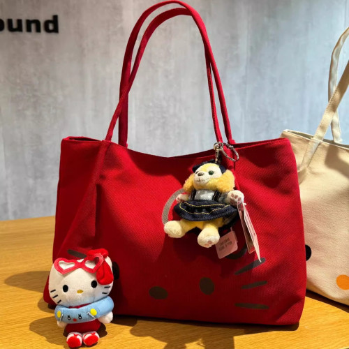 HelloKitty單肩帆布包女大容量2026新款通勤托特包學生拎書手提袋 HelloKitty單肩帆布包女大容量2026新款通勤托特包學生拎書手提袋