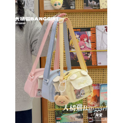 軟萌單肩斜後後背包可愛學生小包包通勤手機後後背包女小食量透明吧唧痛包