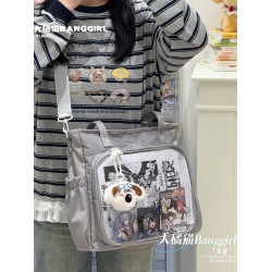 二次元雙肩痛包三用斜後後背包大容量托特包娃包單肩包透明吧唧痛包女