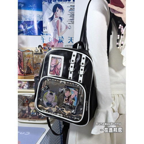 二次元日常漫展追星休閒透明穀子吧唧痛包放小卡10cm娃包小雙肩包