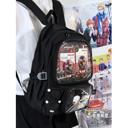 初中高中學生百搭大容量15cm娃包簡約雙肩書包透明穀子痛包高顔值