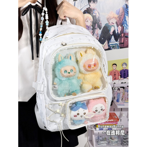 初中高中學生百搭大容量15cm娃包簡約雙肩書包透明穀子痛包高顔值