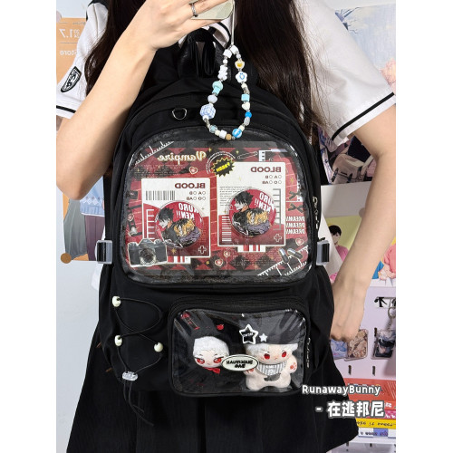 初中高中學生百搭大容量15cm娃包簡約雙肩書包透明穀子痛包高顔值