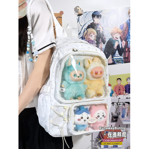 初中高中學生百搭大容量15cm娃包簡約雙肩書包透明穀子痛包高顔值