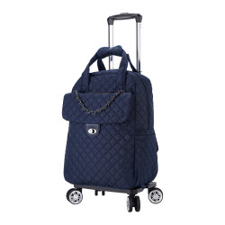 輕便萬向輪拉桿雙肩後後背包防水印花可拆卸折曡短途手提旅行包行李包