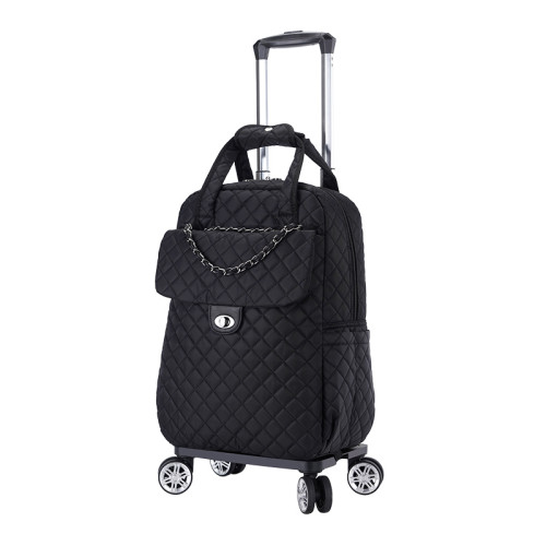 輕便萬向輪拉桿雙肩後後背包防水印花可拆卸折曡短途手提旅行包行李包