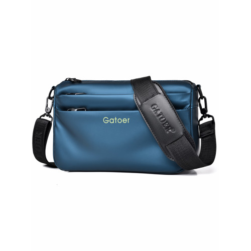 多拉鍊斜後後背包男士單肩包時尚戶外小方包多層小後後背包小型圓筒包新款