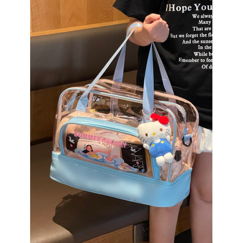 bubnob透明手提包女大容量防水沙灘包遊泳健身收納袋單肩斜後後背包潮 bubnob透明手提包女大容量防水沙灘包遊泳健身收納袋單肩斜後後背包潮