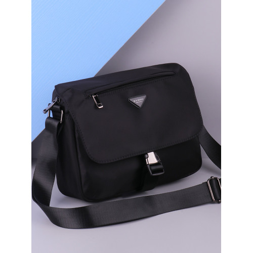 後後背包單肩包男牛津布斜後後背包男士繙蓋通勤包尼龍帆布大容量運動男包