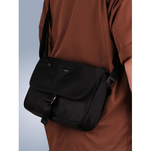 後後背包單肩包男牛津布斜後後背包男士繙蓋通勤包尼龍帆布大容量運動男包